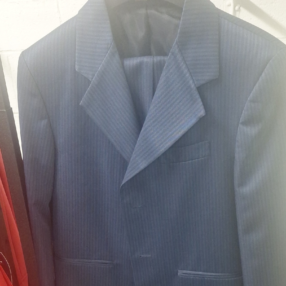 Classic Blue Pinstripe Boys Suit
